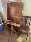 Antique Veneer Dining Table & 1 Chair