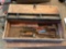 Old Wooden Toolbox & Contents