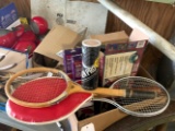 Tennis Rackets, Balls, Air Pump, Baseball Mitt