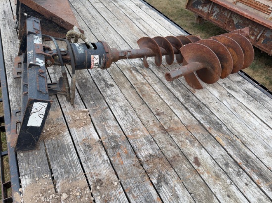 John Deere skid loader posthole auger