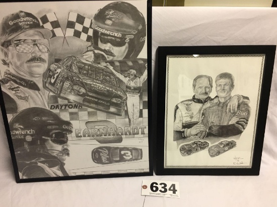 Set of 2 Dale Earnhardt and Dale Earnhardt Junior sketch prints