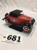 Coca-Cola Jaguar die cast collector car with display stand