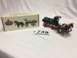 ERTL Horse drawn Amoco Oil company tanker cart diecast metal bank with key and box
