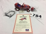 Crown Premiums Big A Auto Parts 1947 BMC racer pedal car bank diecast metal with key and COA