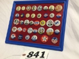Presidential Candidate Pin set with frame including Kennedy, Nixon, Roosevelt, and many others.