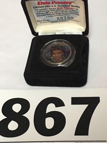 Elvis Presley colored 2002 US Tennessee quarter issue #59780 w COA from International Collectors Soc