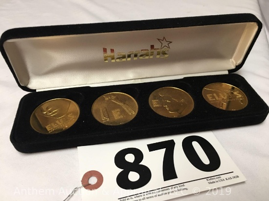 Elvis Presley 4 gold coin Harrah's collection set with box