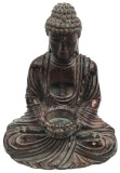 Sitting Buddha Figurine with Alms Bowl Candle Holder