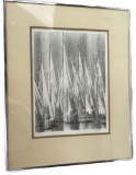 A Stunning Monotone Print of Boat Sails, Signed