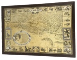 Vintage Framed Promotions Map of Coconut Grove, Florida