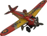 Very Rare Masudaya Wind-up Tin Toy Airplane