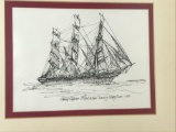 Marine Art, Pen and Ink Print Clipper Black Adder