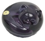 German Lead Crystal Curled Cat Paperweight