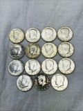 15 Kennedy Half Dollar Coins 1965-69