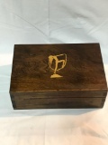 Art Deco Temple Dancer Wood Trinket Box