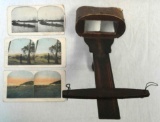 Vintage Stereoscope Viewer and Three Stereoscope Cards