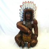 Carved Sitting Native American Indian Chainsaw Art