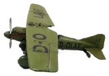 Rare Pre World War II German Tin Toy Airplane by Tippco