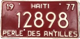 1977 Haiti Automobile License Plate