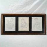 Three Eugene Karlin Signed Pieces in Frame