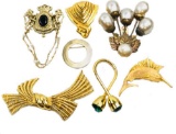 Vintage Assortment of Gold Toned Brooches