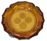 Vintage Fostoria Amber Coin Glass Ashtray