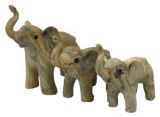 Three Vintage Composite Elephants