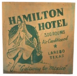 Painted Plywood Sign For The Hamilton Hotel Laredo Texas