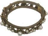 Signed Vintage Florenza Pearl Simulated Bracelet