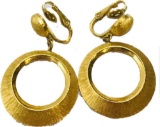 Vintage Crown Trifari Dangle Hoop Earrings