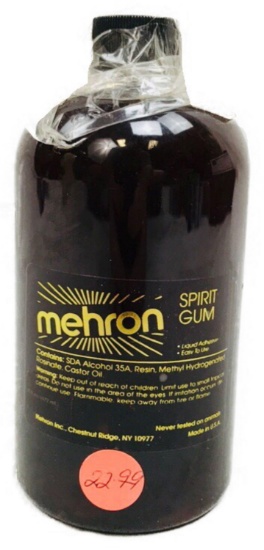 16 Ounces Mehron Professional Spirit Gum Liquid Adhesive, NOS