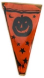 Halloween Decor, String of 7 Pennants/Flags with Jack-o-lantern Faces, NOS