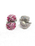 2 Pair of Rhinestone Cluster Clip-on Earrings