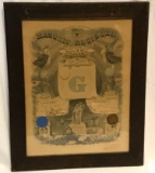 Masonic Register Certificate Flame Oak Original Frame