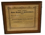 1909 South Dakota Embalmer Funeral License