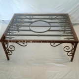 Iron Coffee Table with Glass