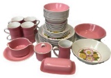 Vintage 38 Pcs. Mid Century Ben Seibel Duplex Mikasa Dinnerware and 5 Pcs. Accent Pink Pink Mikasa