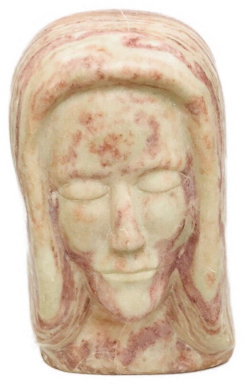 Hand-sculpted Head of a Figure in Stone