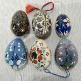 6 Assorted Painted Ornamental Eggs