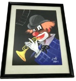 Luky Paris Clown with Trumpet Framed Art