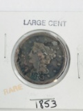 1853 United States Braided Hair Large Cent