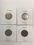 4 V-Nickel Coin 1902 1903 1904 1905
