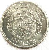 Republic Of Liberia 10 Dollar Coin 2000 Millenium