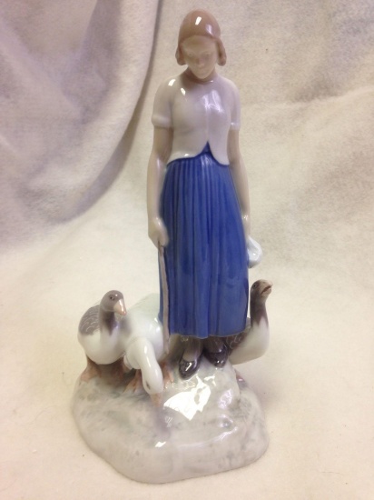 vintage Bing & Grondahl Girl with Geese ceramic figurine