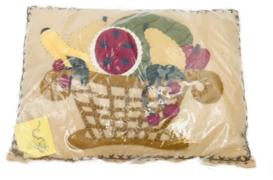 Hand Sewn Harvest Basket Throw Pillow;