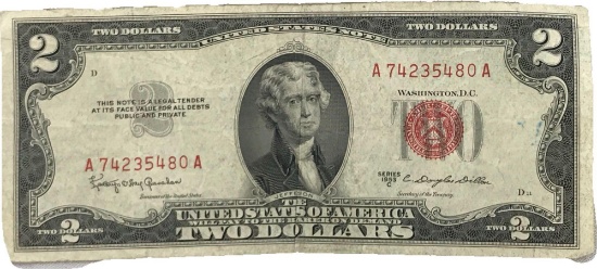 1953 Two Dollar Bill U.S. Currency