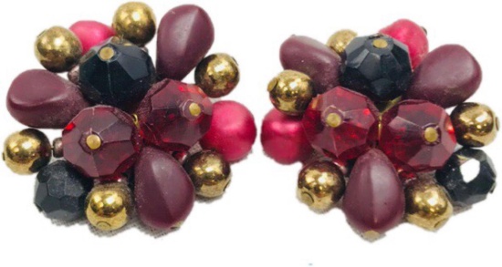 Vintage Bead Cluster Earrings Marked West Germany