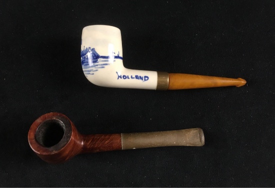 2 Vintage Smoking Pipes Briar Kaywoodie and Porcelain