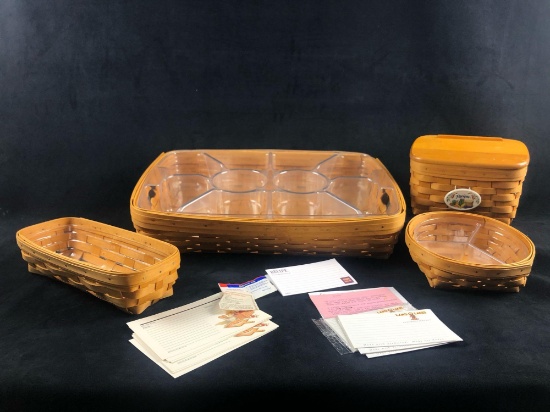 Vintage Longaberger Baskets Handwoven Brown Stain Protector Plastic Dividers 1998 1999