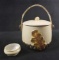 Ceramic Pot with Leaf and Acrorn Design Wick Handle